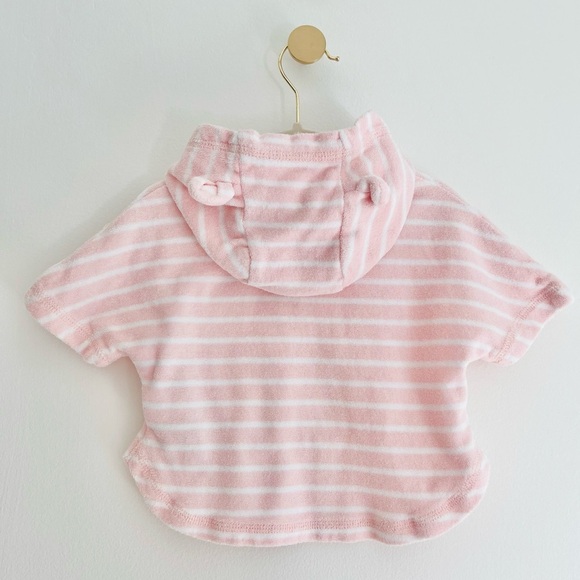 Baby GAP Pink and White Striped Hooded Terry Swim Cover Up, Size 0-3 Months - Picture 3 of 4